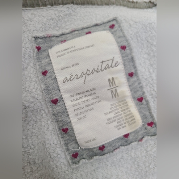 ♡ Y2K ♡ Aeropostale Heart Hoodie Baby Pink Fur Hood & Pompoms - Picture 10 of 12